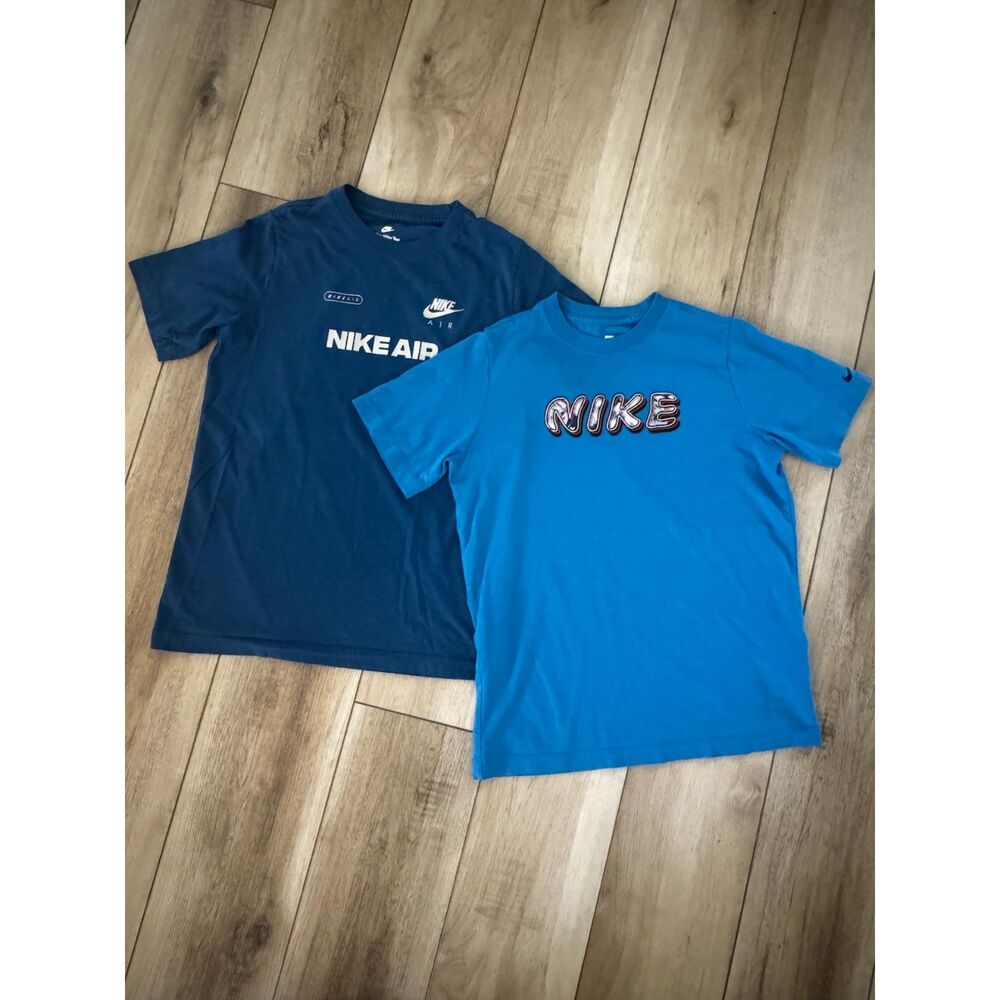 Nike Boys XL T-Shirt Lot 2 Blue Nike Air Graphic Streetwear Athletic Y2K Tees